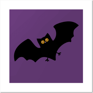 Cute Funny Halloween Bat Cartoon Illustration Posters and Art